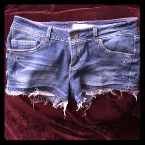 Fringed jean shorts